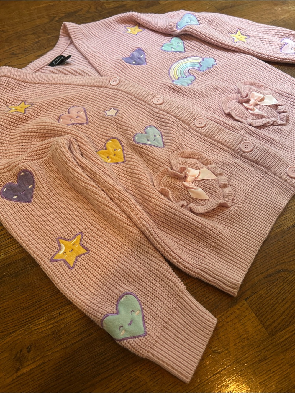 Hot Topic—Hearts Stars & Rainbow Patch Cardigan